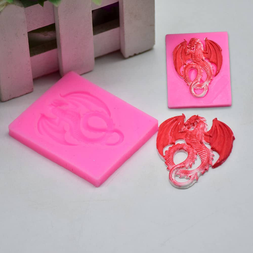 Cestony One Big One Small 2Pcs Flying Dragons Silicone Molds For Diy Cake Fondant Biscuit Cookies Soap Sugar Pudding Chocolate H