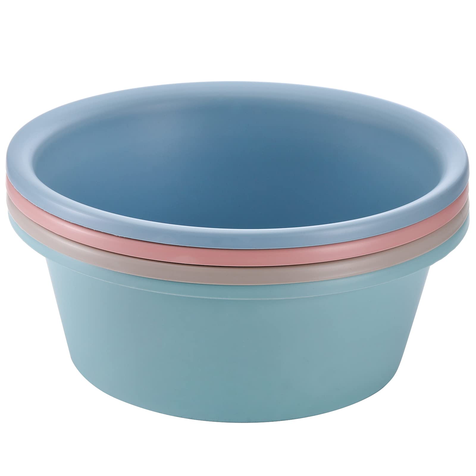 Avla 4 Pack Round Plastic Wash Basin, 5 Quart Stackable Camping Dishpan, Portable Vegetable Fruit Dish Tub, Pp Small Multipurpos
