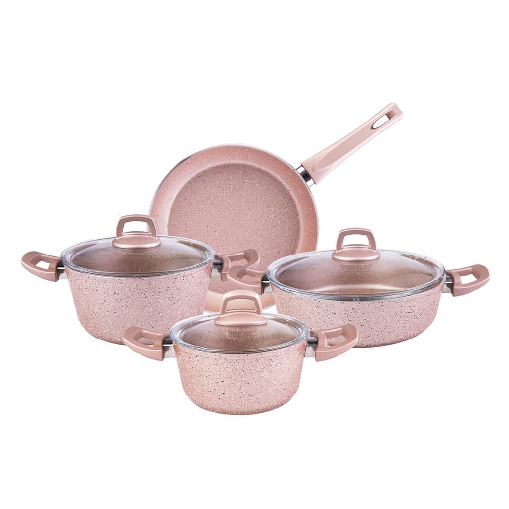 7Pcs/set Cookware Set Kitchenware Saucepan Cooking Pot and Pan Set NonStick Granite Stainless Steel Kitchen(blackJoJos Bizarr