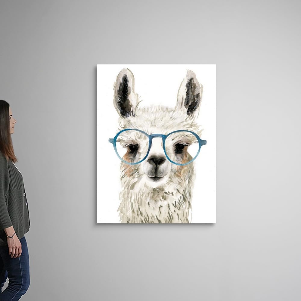 Canvas On Demand Hip Llama Ii Canvas Wall Art Print By Victoria Borges, Contemporary, Home Decor, Wildlife, Alpaca Artwork, 36''