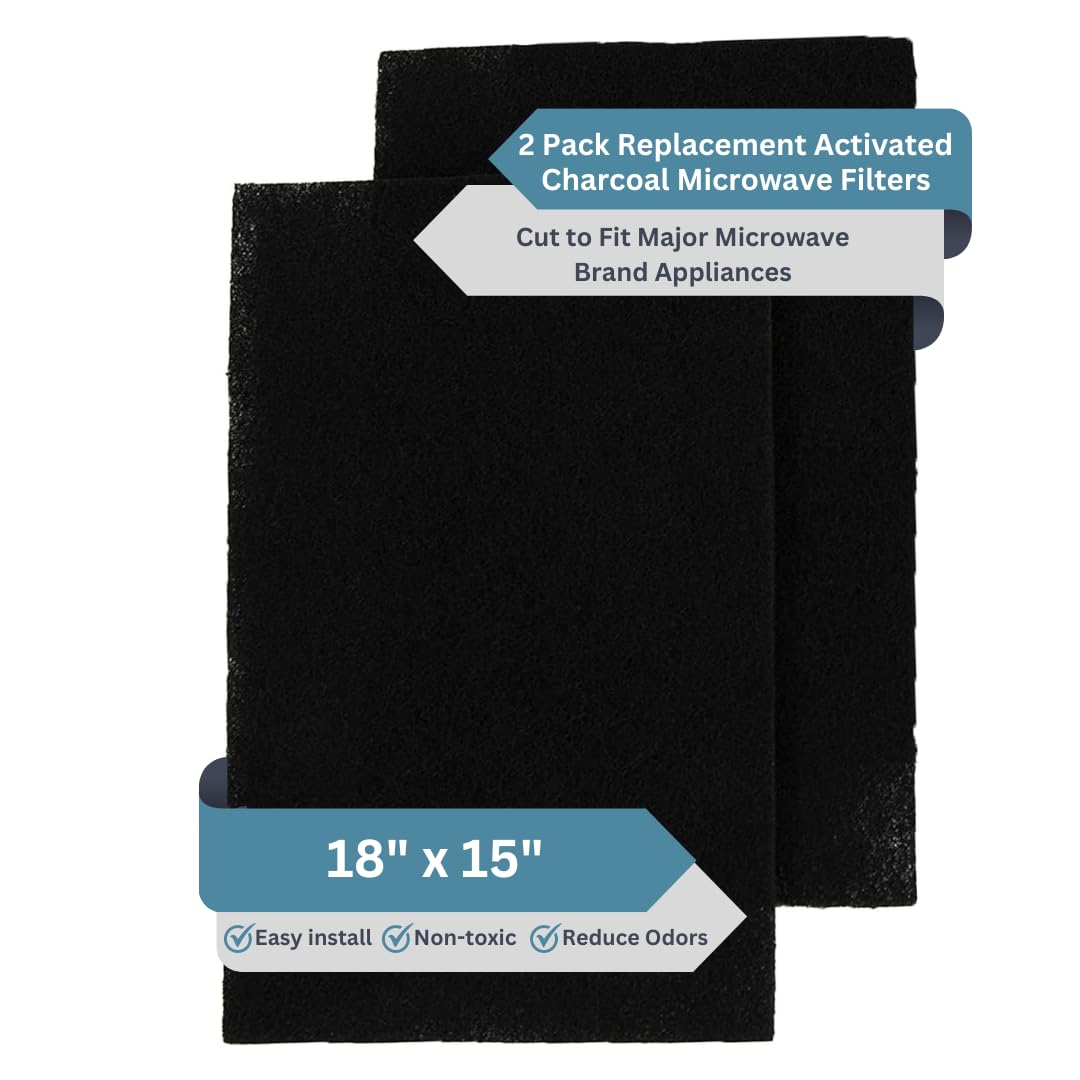 2Pk Microwave Charcoal Replacement Filter - Universal Size Cut To Fit Otr Frigidaire Whirlpool Ge Lg Maytag Kitchenaid Appliance