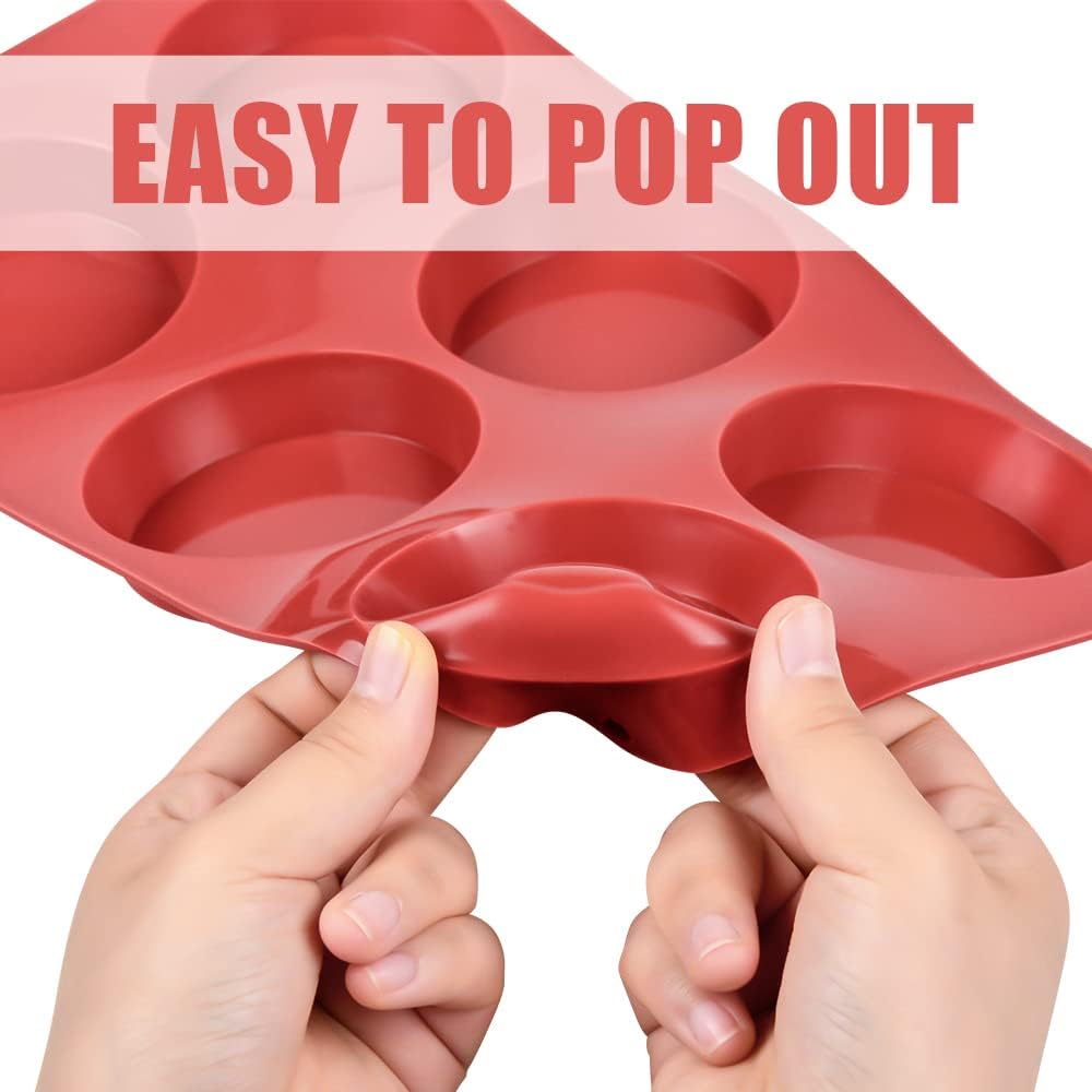 Caketime Muffin Top Pan - 3 Inch Round Silicone Egg Molds For Breakfast Sandwiches, Nonstick Egg Baking Pan For English Muffins,