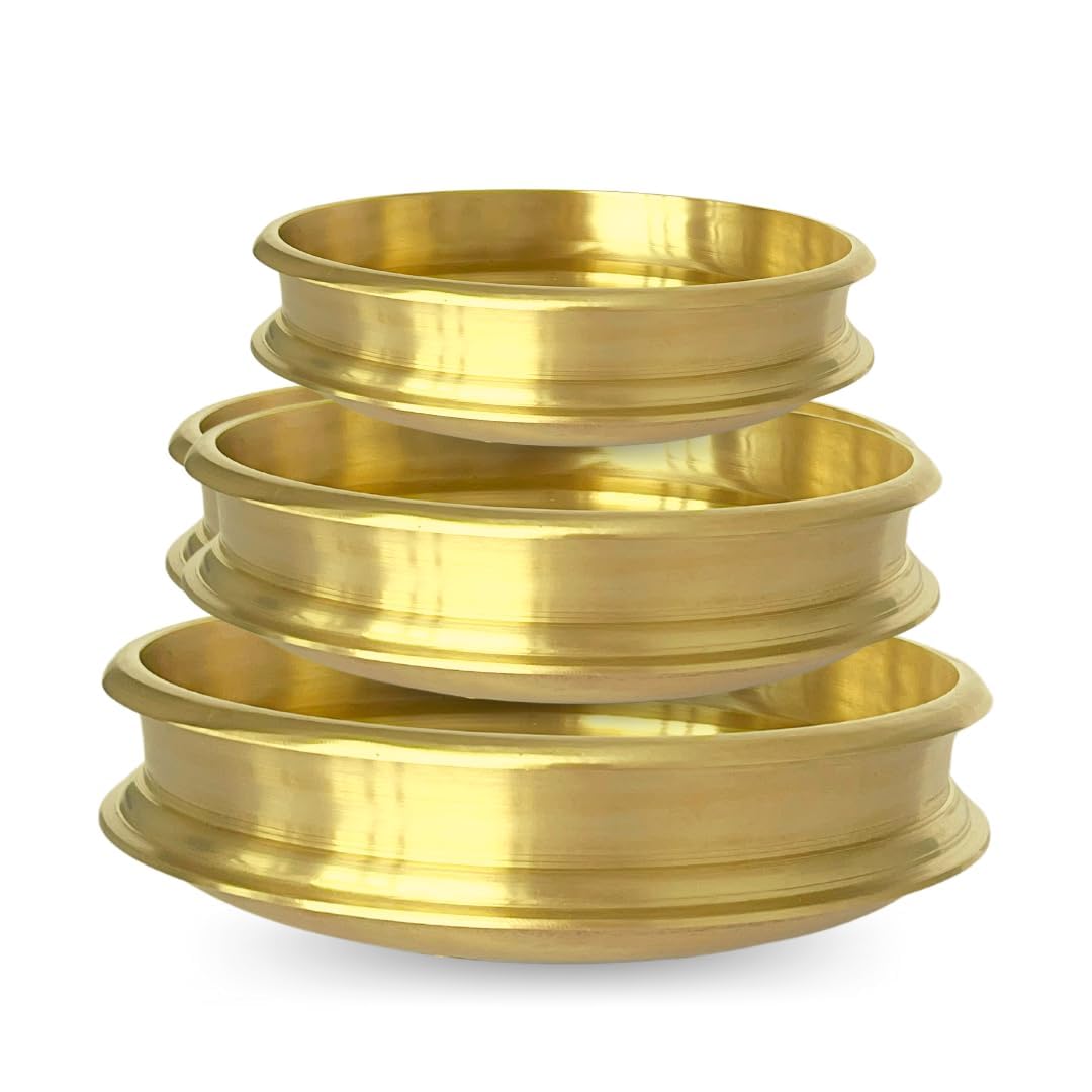 Kerala Craft Uruli Bronze Metal Cooking Urli Kadai Bowl (7.Combo (8,9 & 10 In))