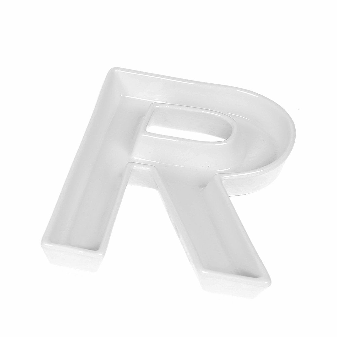 Coffeezone Small Party Candy Dishes Letter Shape Small Plates for Nuts Decoration, Wedding Gift (Letter R)