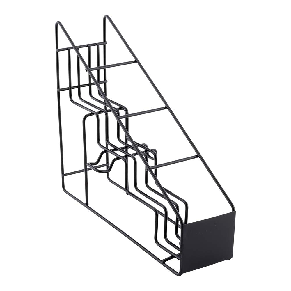 Restaurantware Restpresso 14 X 4 X 12 Inch Coffee Syrup Rack 1 4-Tier Syrup Holder - Wire Design Compact Black Iron Syrup Stand