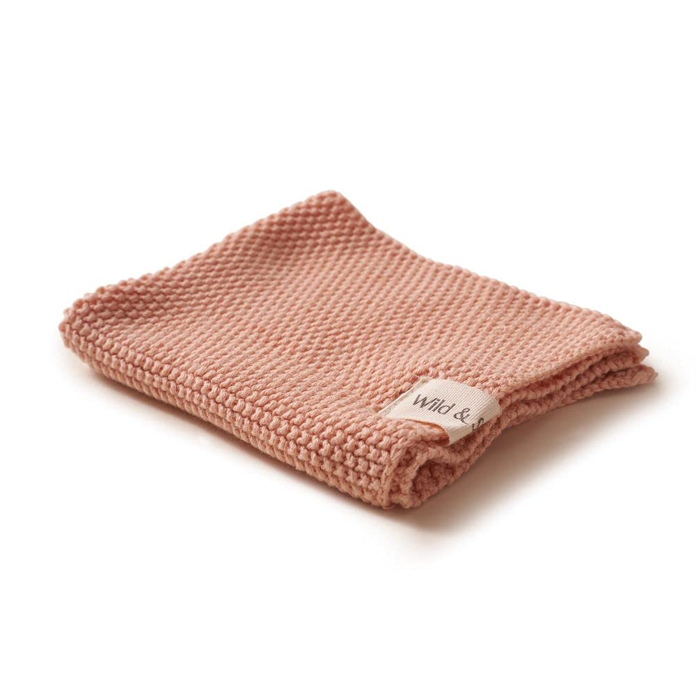 Wild & Stone | Organic Cotton Dish Cloth | Eco-Friendly Kitchen Cloth | Biodegradable & Compostable Cleaning Cloth | Rose