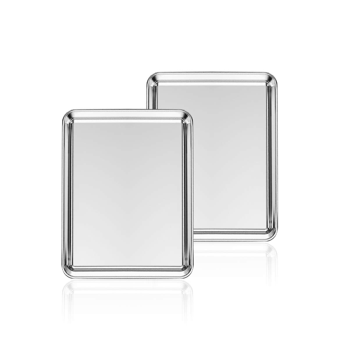 Stainless Steel Baking Sheet Set Of 2, Deedro Cookie Sheet Metal Baking Pan Oven Tray, Non Toxic & Heavy Duty, Rust Free & Mirro