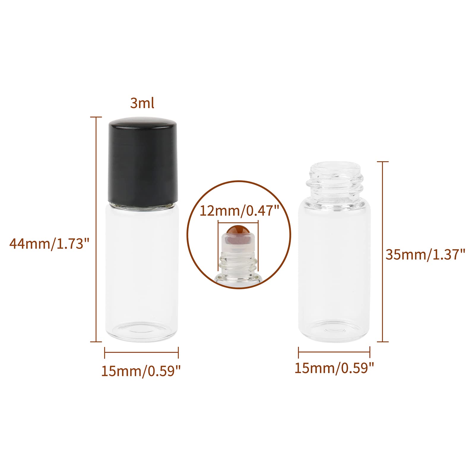 Newzoll 26Pcs 3Ml Glass Roller Bottles, Clear Mini Glass Roll-On Bottles With Opener & 2 Funnels, Empty Sample Roller Vials For