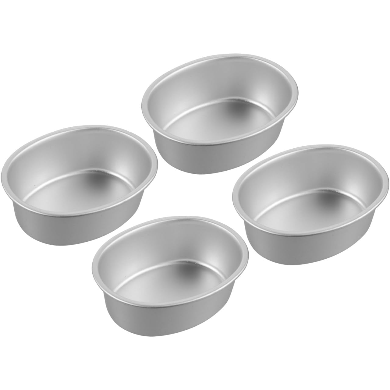 PRETYZOOM 4 pack Oval Cake Pans Aluminum Alloy Cake Pan Nonstick 4.72 X 3.62 X 1.57 in Oven Safe Baking Mold for Cheesecake Flan