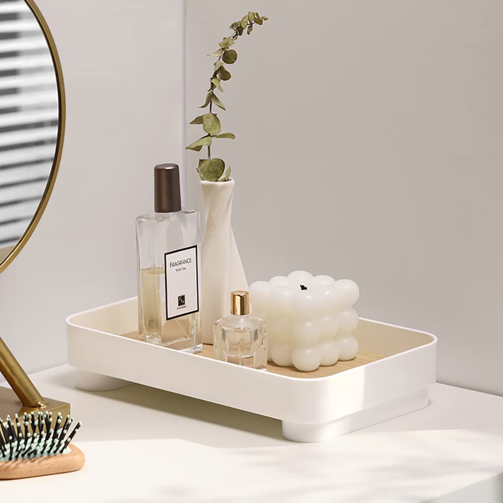 Mrpapa Bathroom Tray, 9A6 Vanity Trays, White Rectangle Decorative Catchall Organizer Storage Small Dresser Tray Counter Perfume