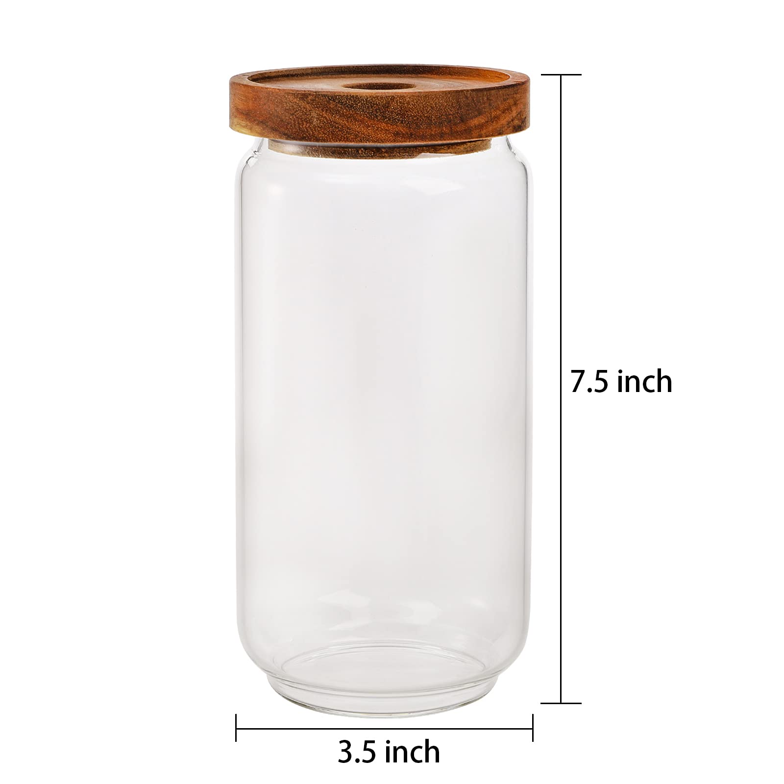 Bekith 3 Pack Glass Storage Containers With Airtight Seal Acacia Wood Lids, 31.6 Fl Oz (950Ml) Clear Glass Food Storage Jars For