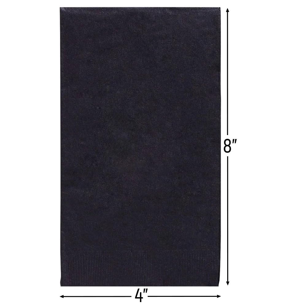 Amscan Jet Black 2-Ply Guest Towels - 8'' X 4'' (Pack Of 40) - Luxury Paper Hand Towels For Parties & Events
