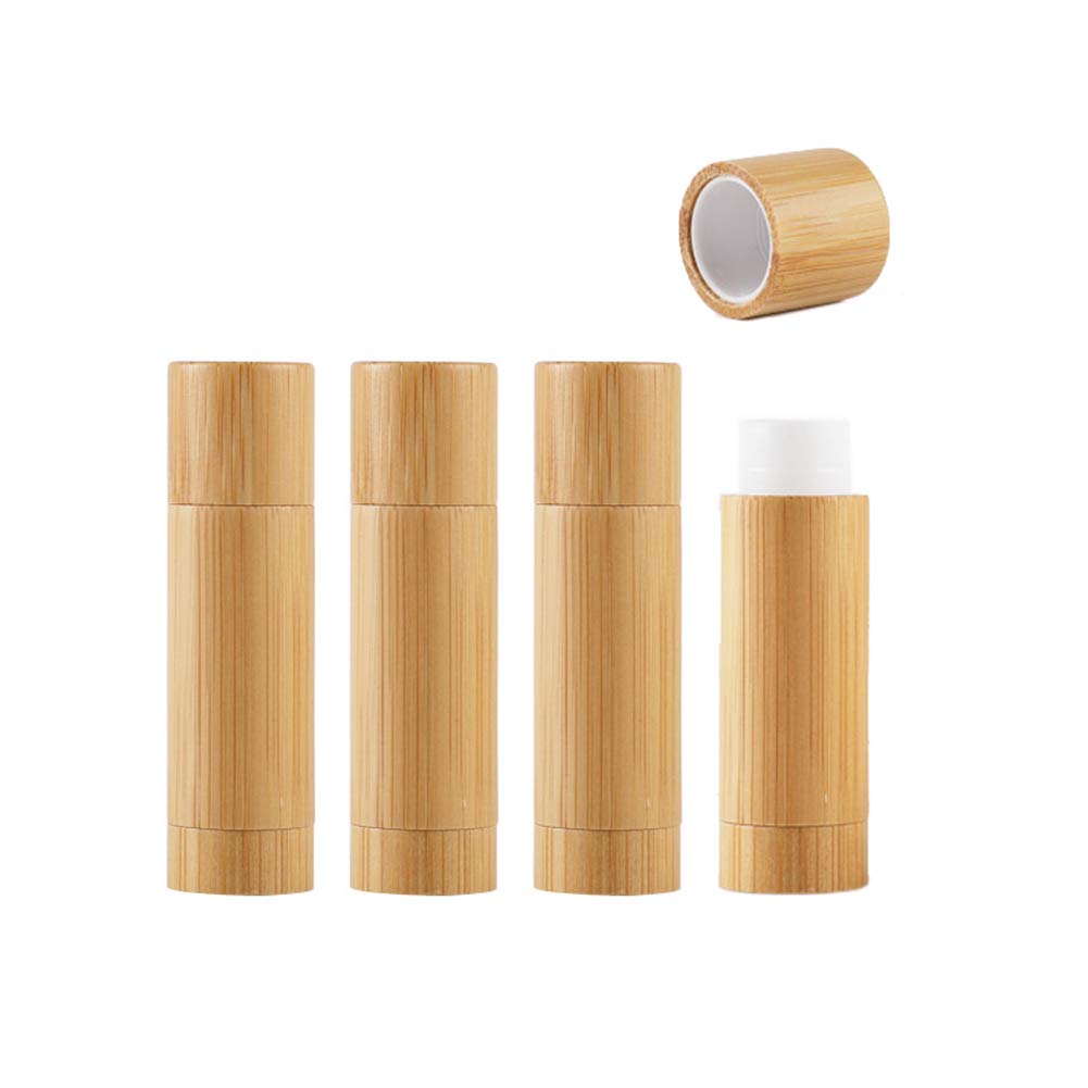 4 Pieces 5.5Ml /5.5G Empty Bamboo Lipstick Tubes Refillable Lip Balm Lip Gloss Tube Holder Containers With Lids For Diy Make Up
