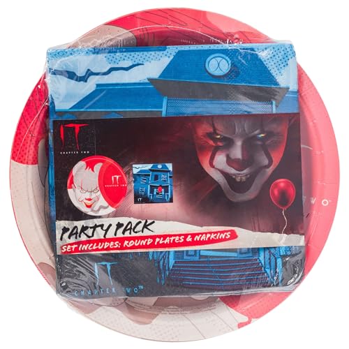 Silver Buffalo It Chapter 2 Pennywise The Clown 32 Pack Partyware Disposable Paper Plates And Napkins