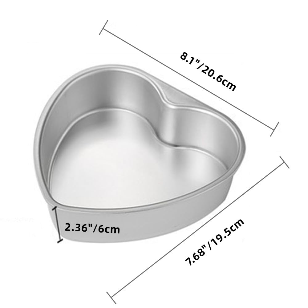 Xzjmy Heart Cake Pan,Aluminum Heart Cake Molds,8Inch Cake Pan,Kids Diy 3D Birthday Cake Pan,Nonstick Baking Tools (Heart)