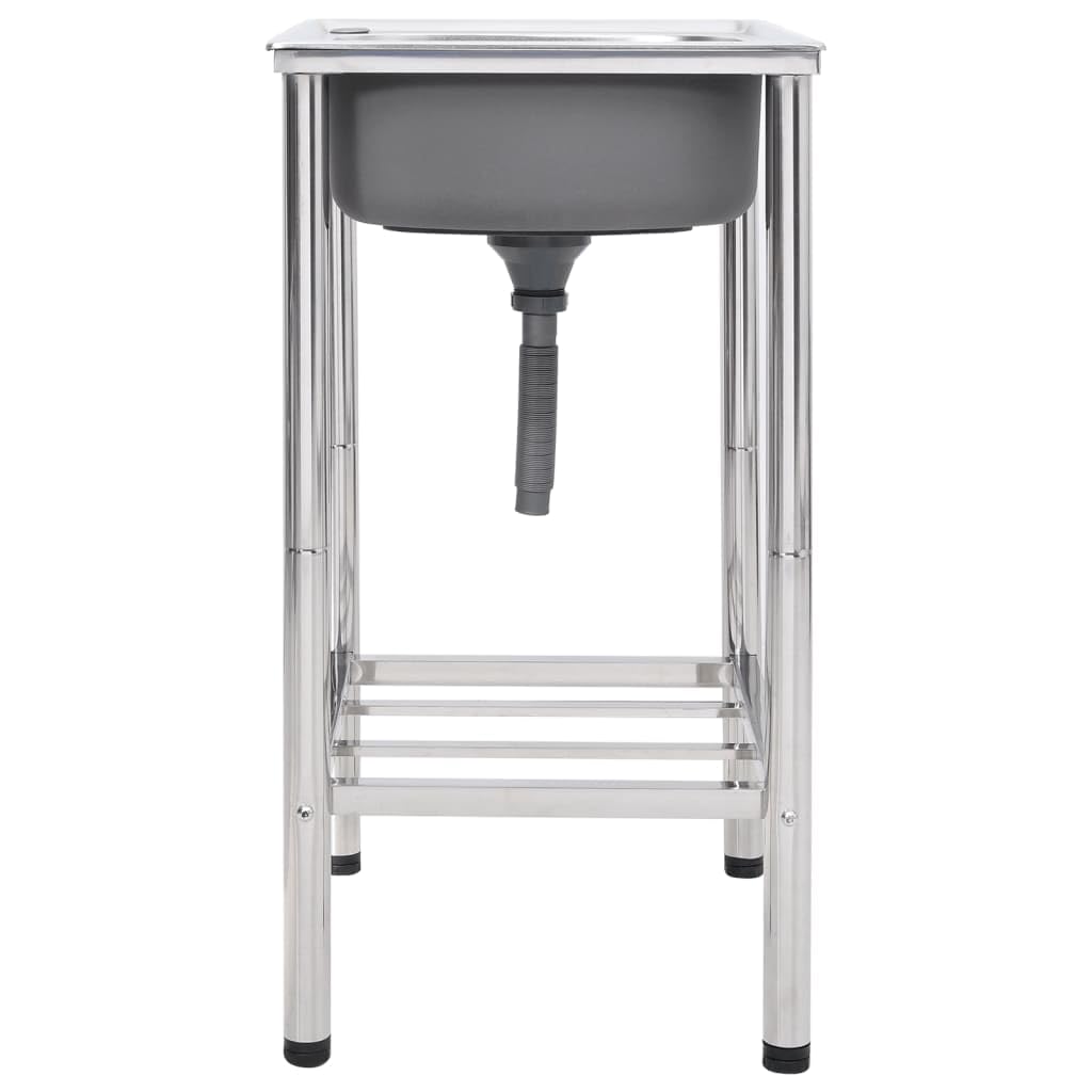 'Vidaxl Stainless Steel Camping Sink - Single Basin Outdoor Kitchen Sink With Large Drainer, Portable, Durable, Easy-To-Clean, P