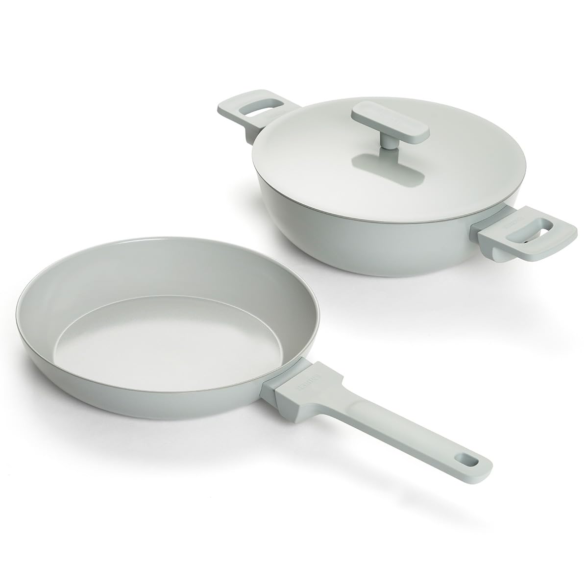 Ember Cookware Arcilla Ceramic Non Stick Cookware Set Of 2 | Frying Pan 24 Cm & Kadai 2.6 Litre With Metallic Lid | 75% Less Oil