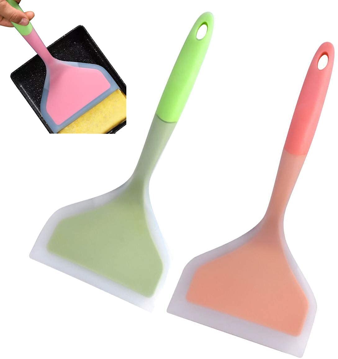 Luoyimao Silicone Pancakes Shovel Wide Spatula Turner Nonstick Fried Shovel Fish Spatula Silicone Wide Flexible Turner For Nonst