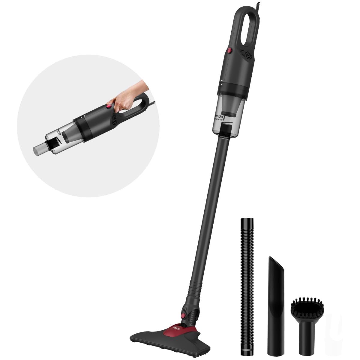 Inalsa Vacuum Cleaner For Home Use|700W Motor & 14Kpa Suction|Hepa Filter For Deep Cleaning| 2-In-1 Handheld & Stick Vacuum Clea