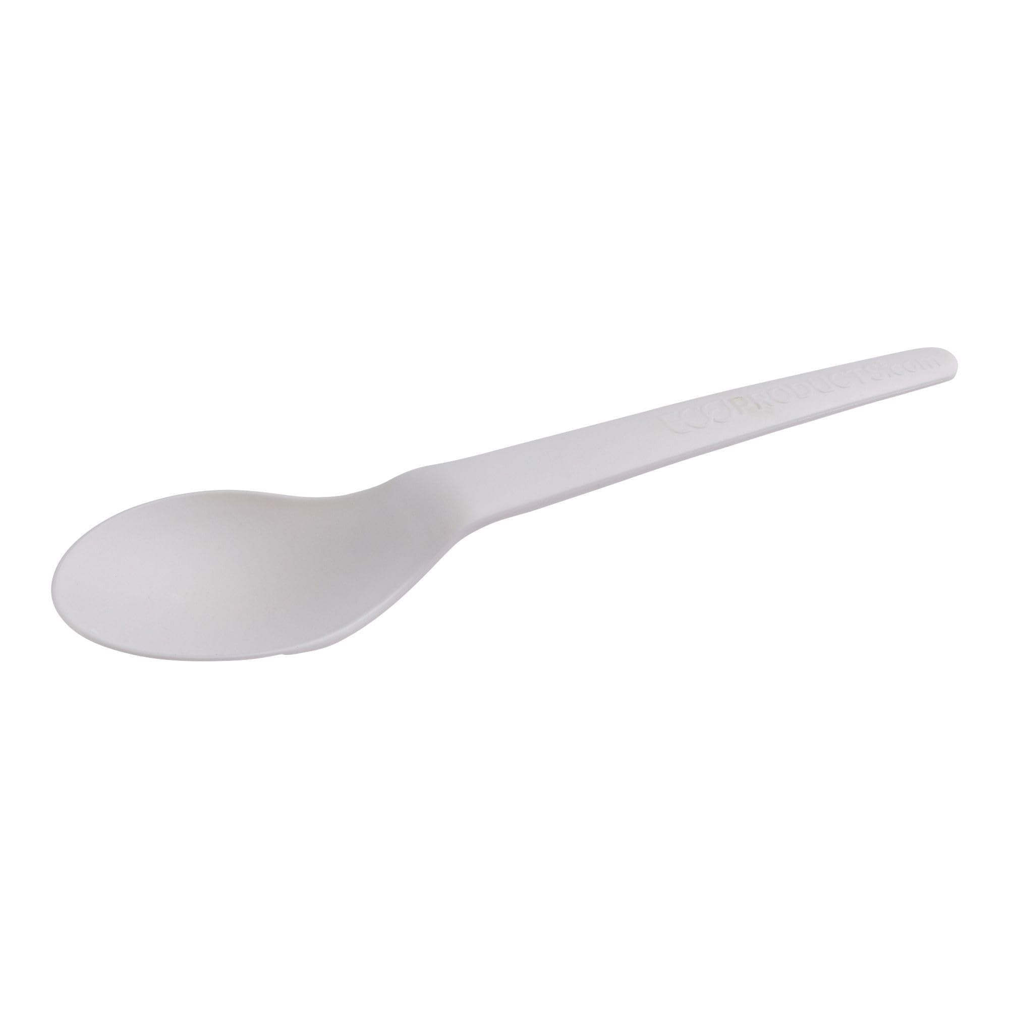 Eco-Products Plantware Disposable Compostable Pla Plastic Utensil Cutlery, 6'' Spoon, White, Case Of 1000