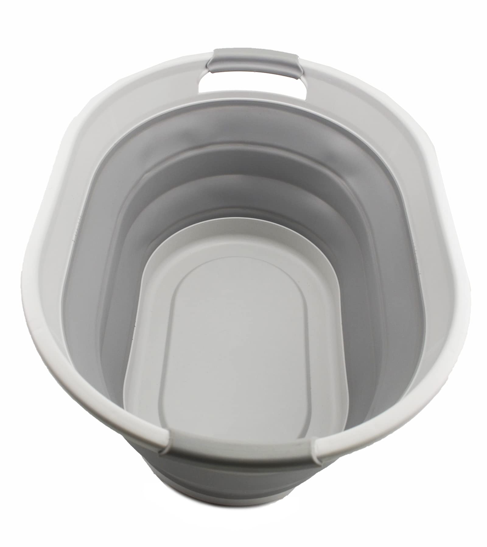 Sammart 28L (7.4 Gallon) Oval Collapsible Plastic Laundry Basket - Foldable Pop Up Storage Container/Organizer - Portable Washin