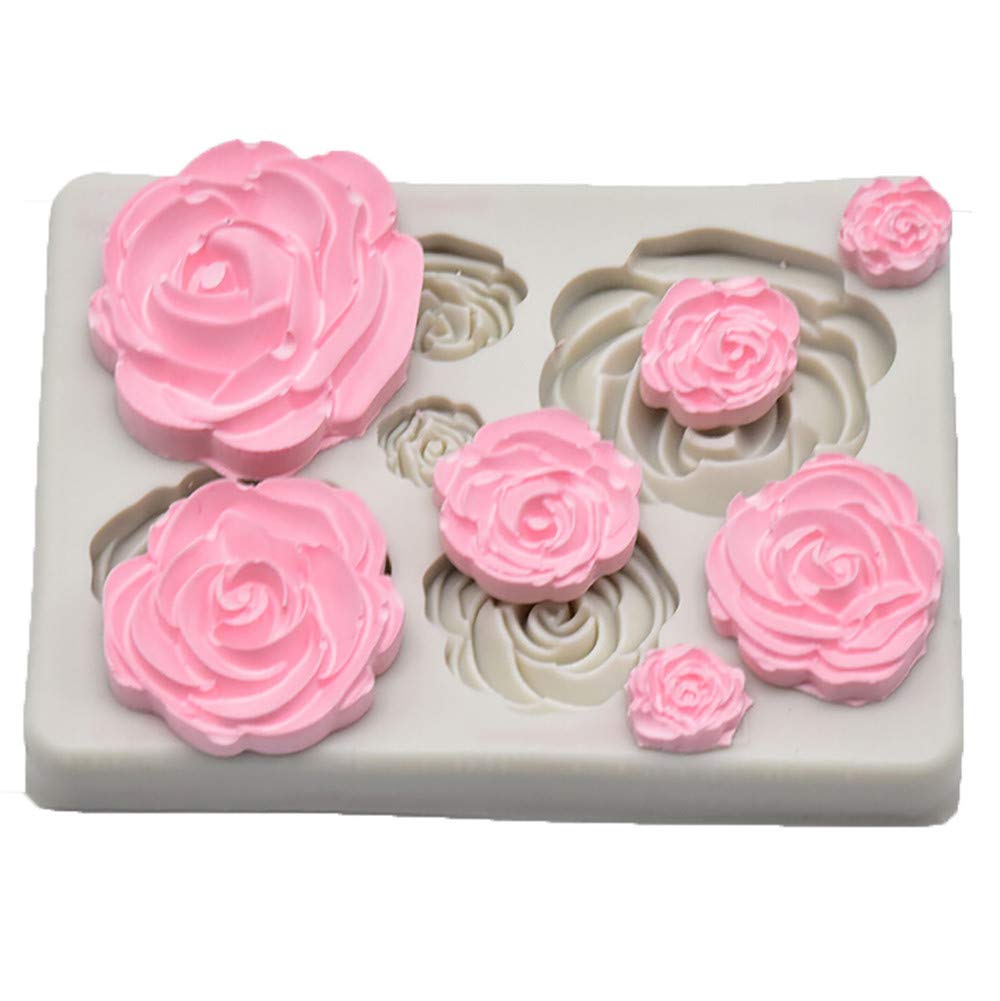 Tvoip 2Pcs Rose Flower Silicone Mold Fondant Mold Cake Decorating Tools Chocolate Mold Baking Nonstick And Heat Resistant Reusab