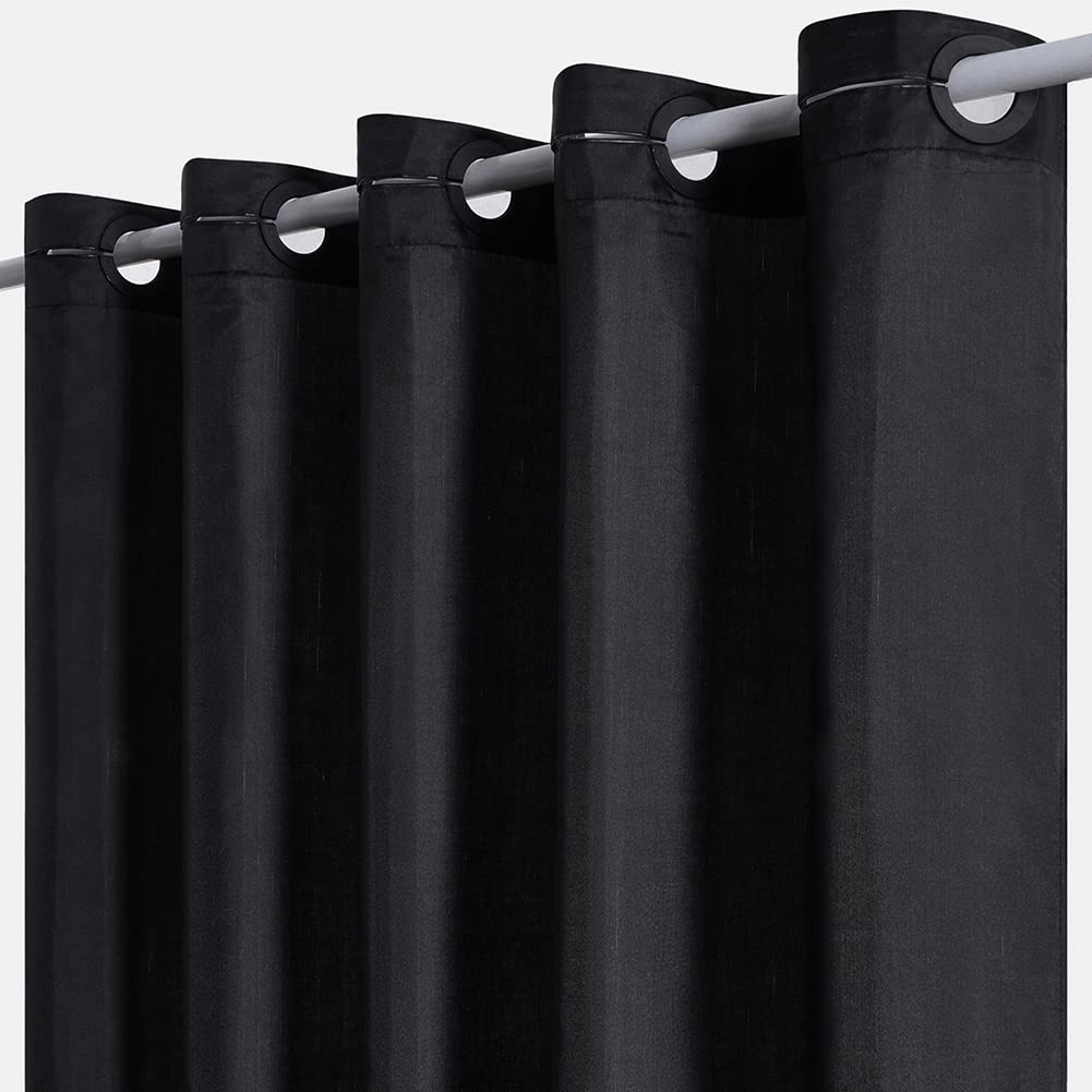 Furlinic No Hook Extra Long Shower Curtain 96 Length,Polyester Cloth Fabric Bathroom Curtain With 10 Built-In Grommets,Waterproo