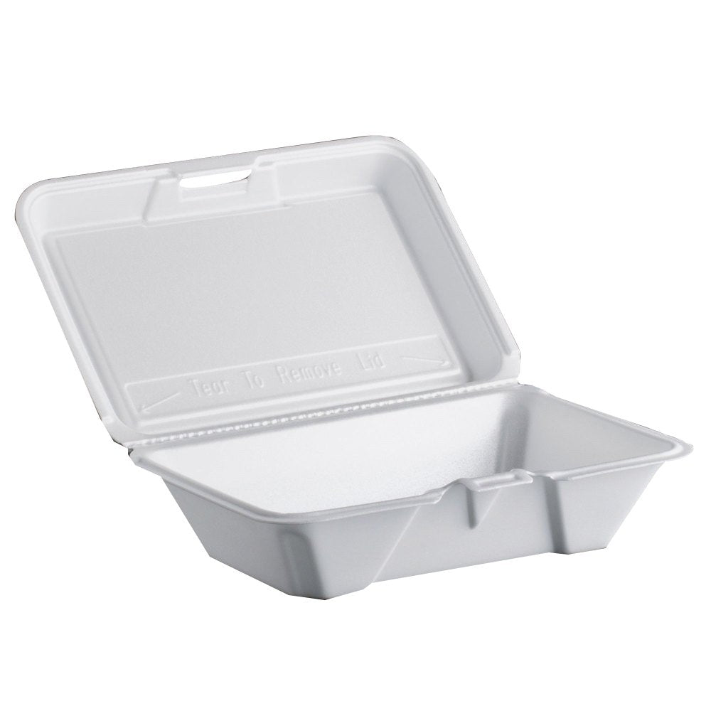 Foam Container, Hinged Lid, 1-Comp, 8 3/8 X 7 7/8 X 3 1/4, 200/Carton