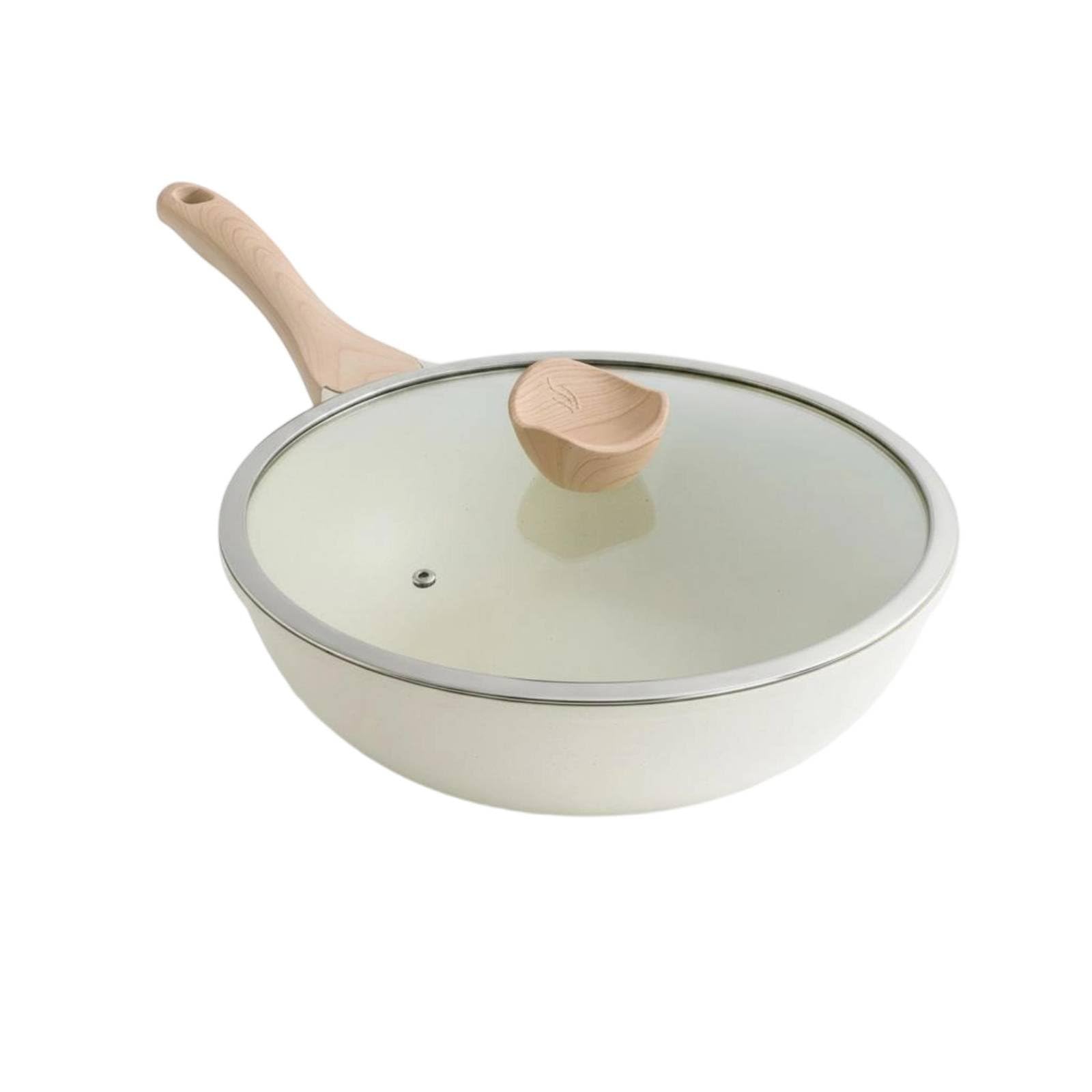 Merishopp Fuel Cooktop Safe Granite Frying Pan Set Easy To Clean Nonstick Frying Pan Set For Home Cooking, Stovetop, 30Cm, White