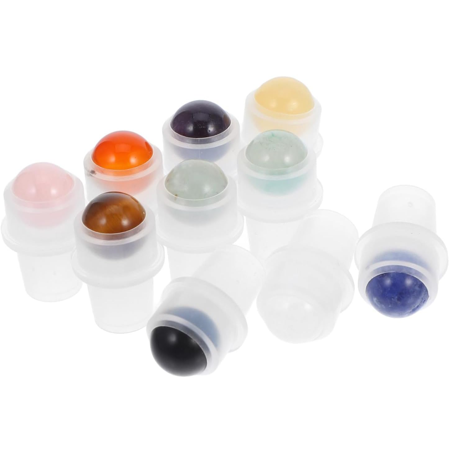 20 Pieces Gemstone Roller Ball with Plastic Insert Replacement Roller Ball Essential Oil Bottles Glass Perfume Bottle Rollers Fi