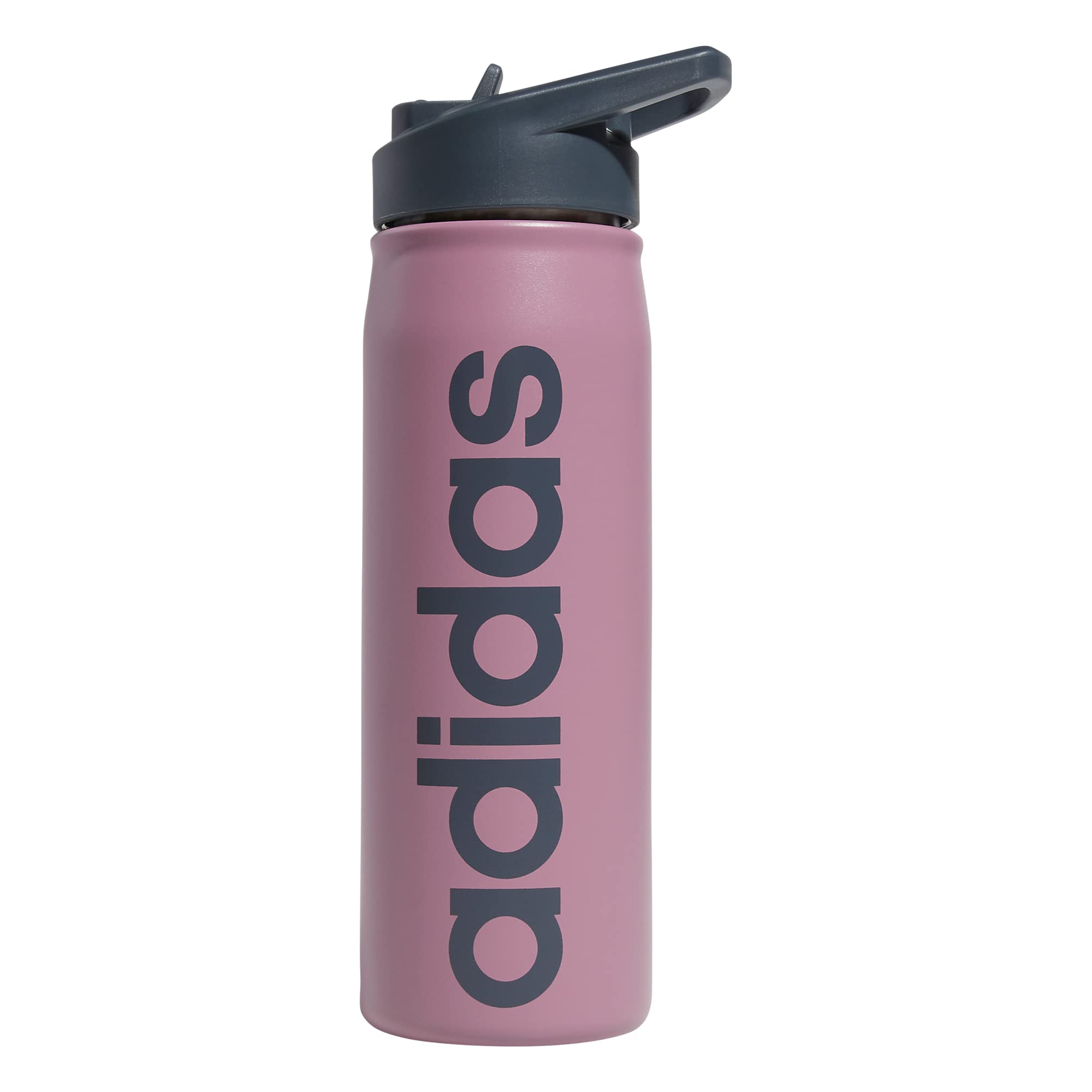 Adidas 600 Ml (20 Oz) Straw Top Metal Water Bottle, Hot/Cold Double-Walled Insulated 18/8 Stainless Steel, Wonder Orchid Purple/