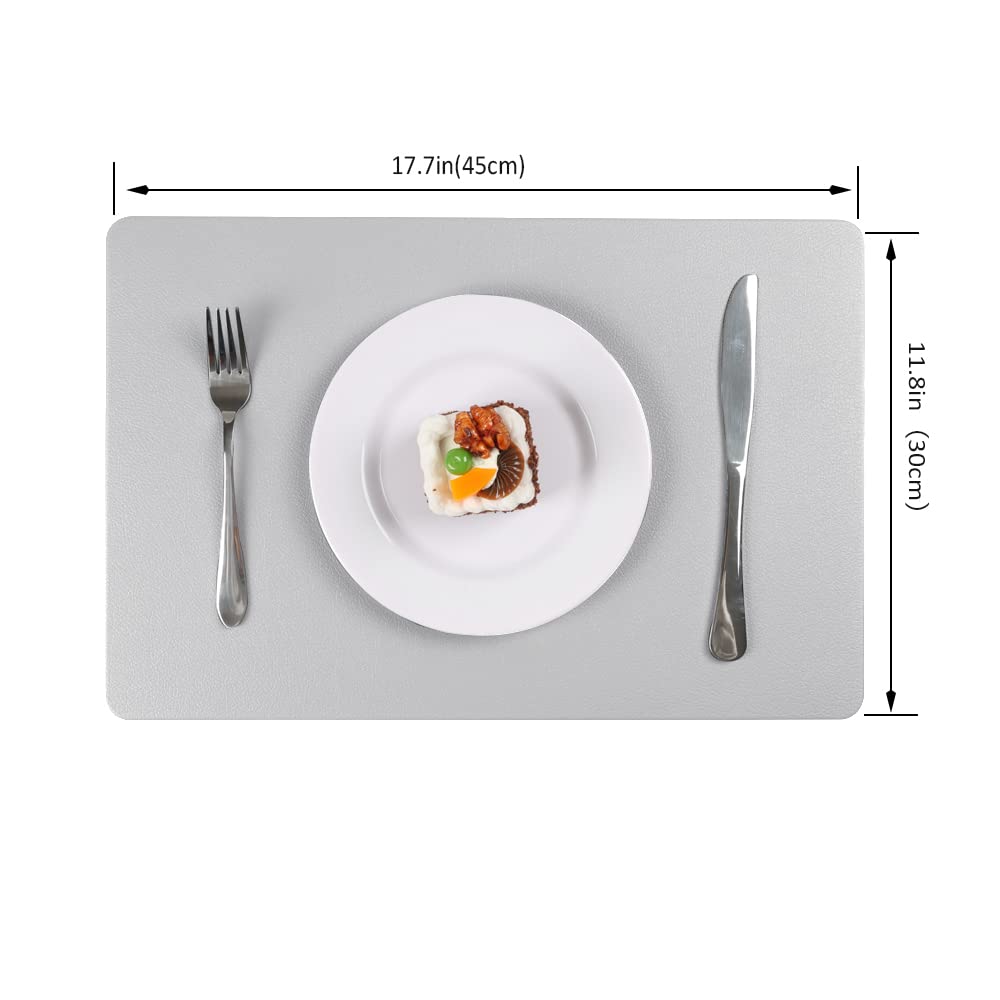 Vinjiasin Leather Placemats Set Of 4 Grey Placemats For Dining Table Waterproof Wipeable Heat Resistant Place Mats Durable Easy