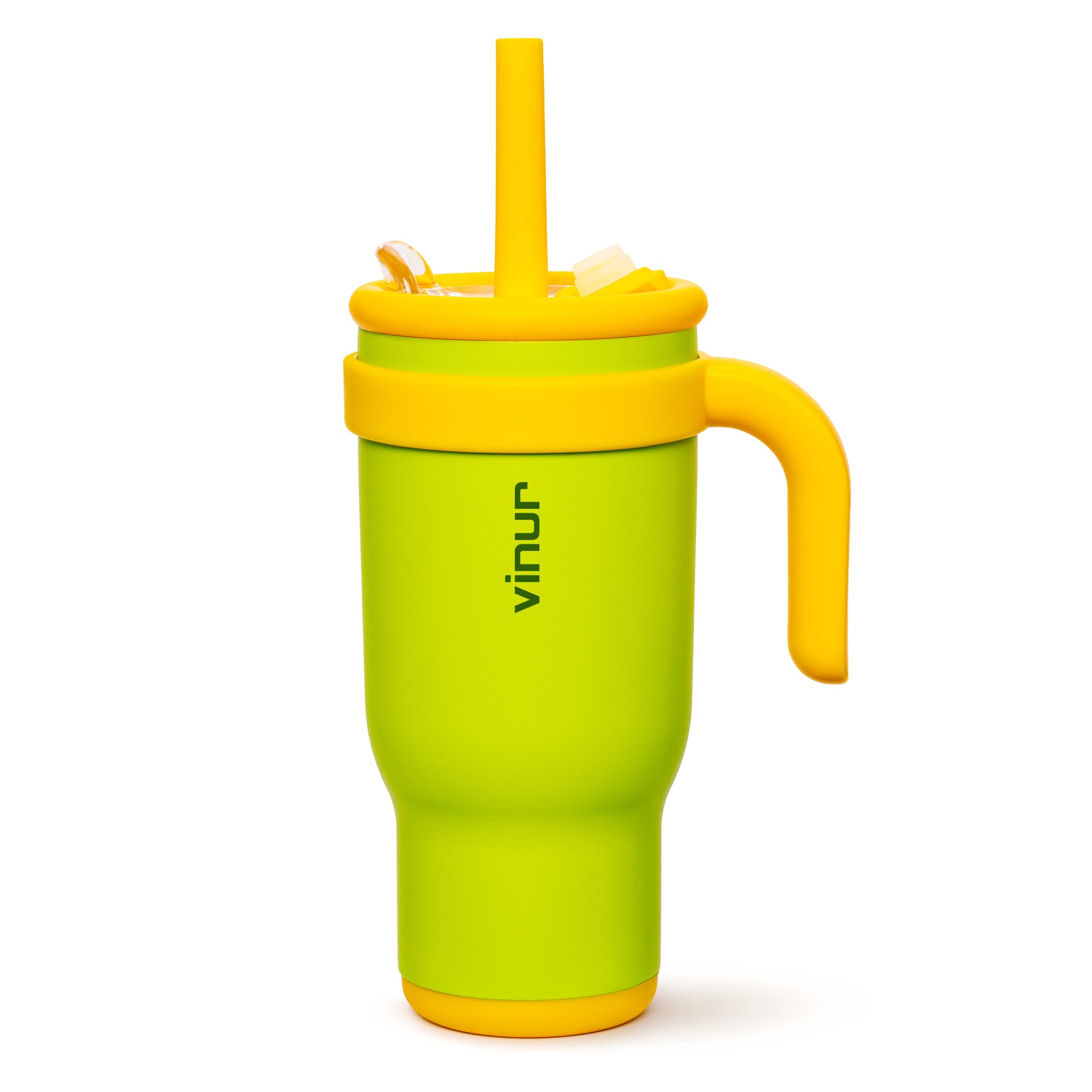 VINUR Insulated Tumbler with Handle 17 oz Stainless Steel Double Wall Vacuum Tumbler Travel Water Cup with Lid and Straw(Apple G