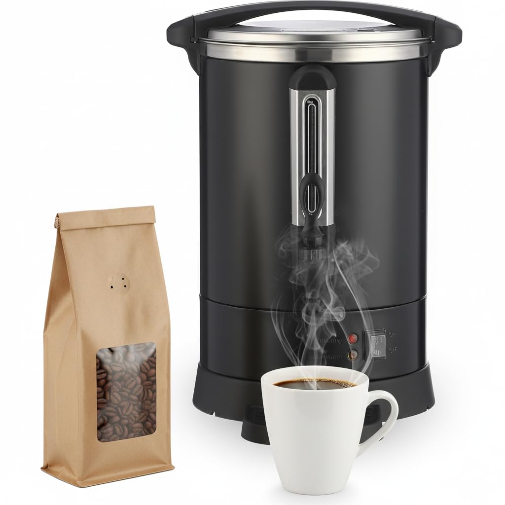 120 Cup Coffee Urn, 18L/4.8Gal Large Capacity Stainless Steel Hot Beverage Dispenser, Fast Brew Rapid Extraction, Auto Temperatu