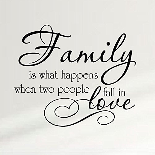 Family Is What Happens When Two People Fall In Love Wall Vinyl Decal Nursery Quote Decor Sticker #1334 (Matte Black)