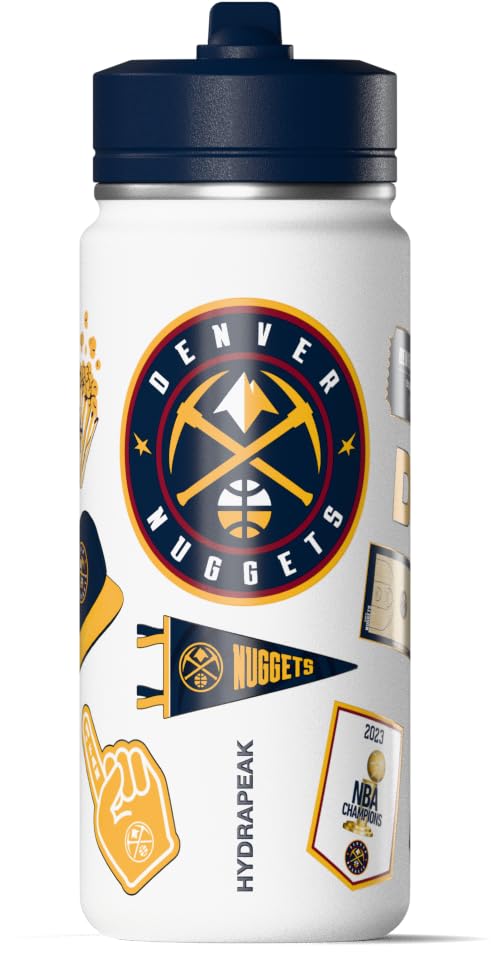 Hydrapeak x NBA Officially Licensed Denver Nuggets 20 oz Active Water Bottle with Chug Lid and Handle Reusable Stainless Steel D