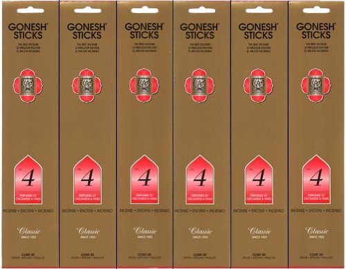 GONESH Incense No.4 Sticks 20 Sticks X 6 Pack (120 Sticks)