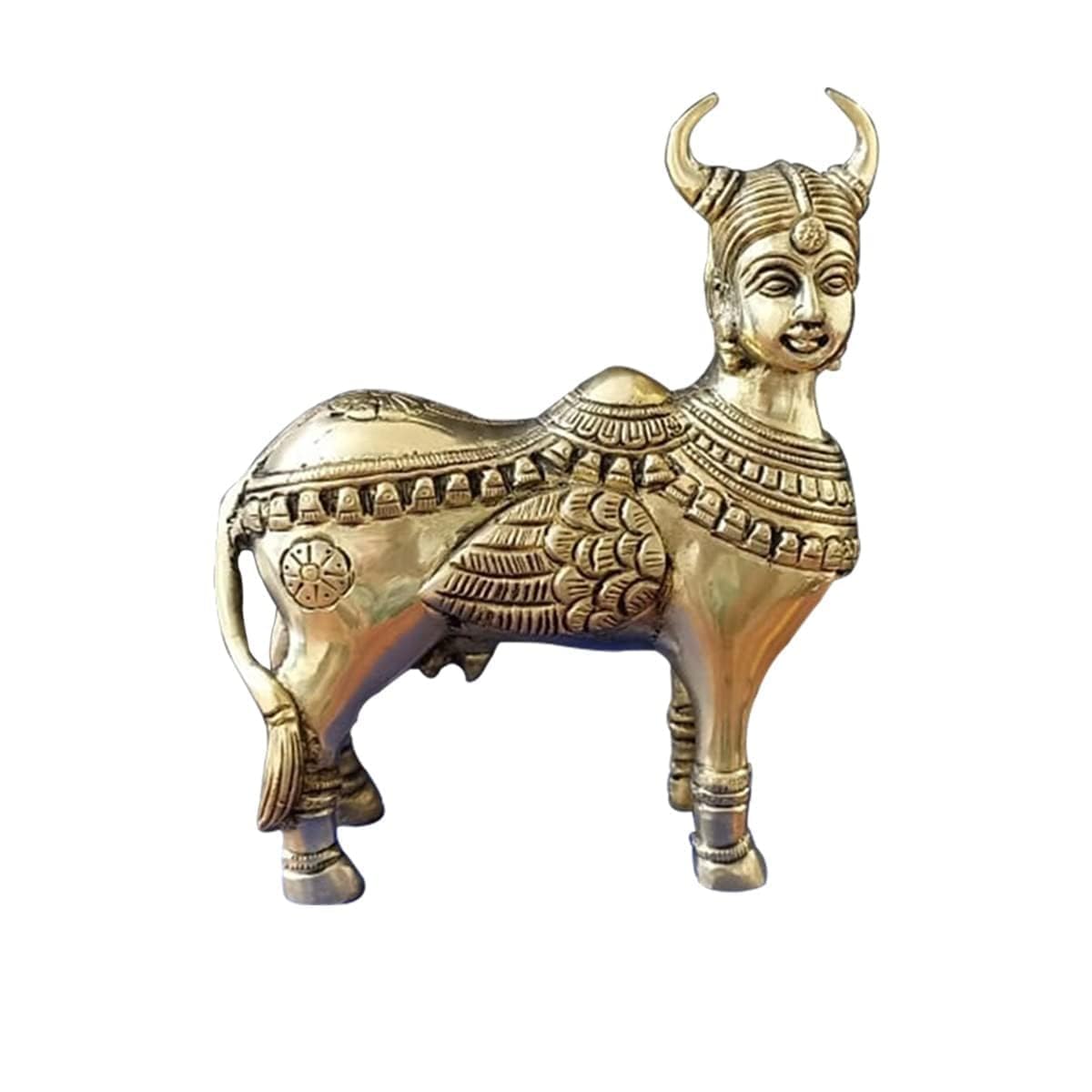 Brongs Brass Kamdhenu Statue | Height - 17 Cm Aprrox | Weight -1600 Gram Approx | Vastu Idol For Home And Office | Zonal Placeme