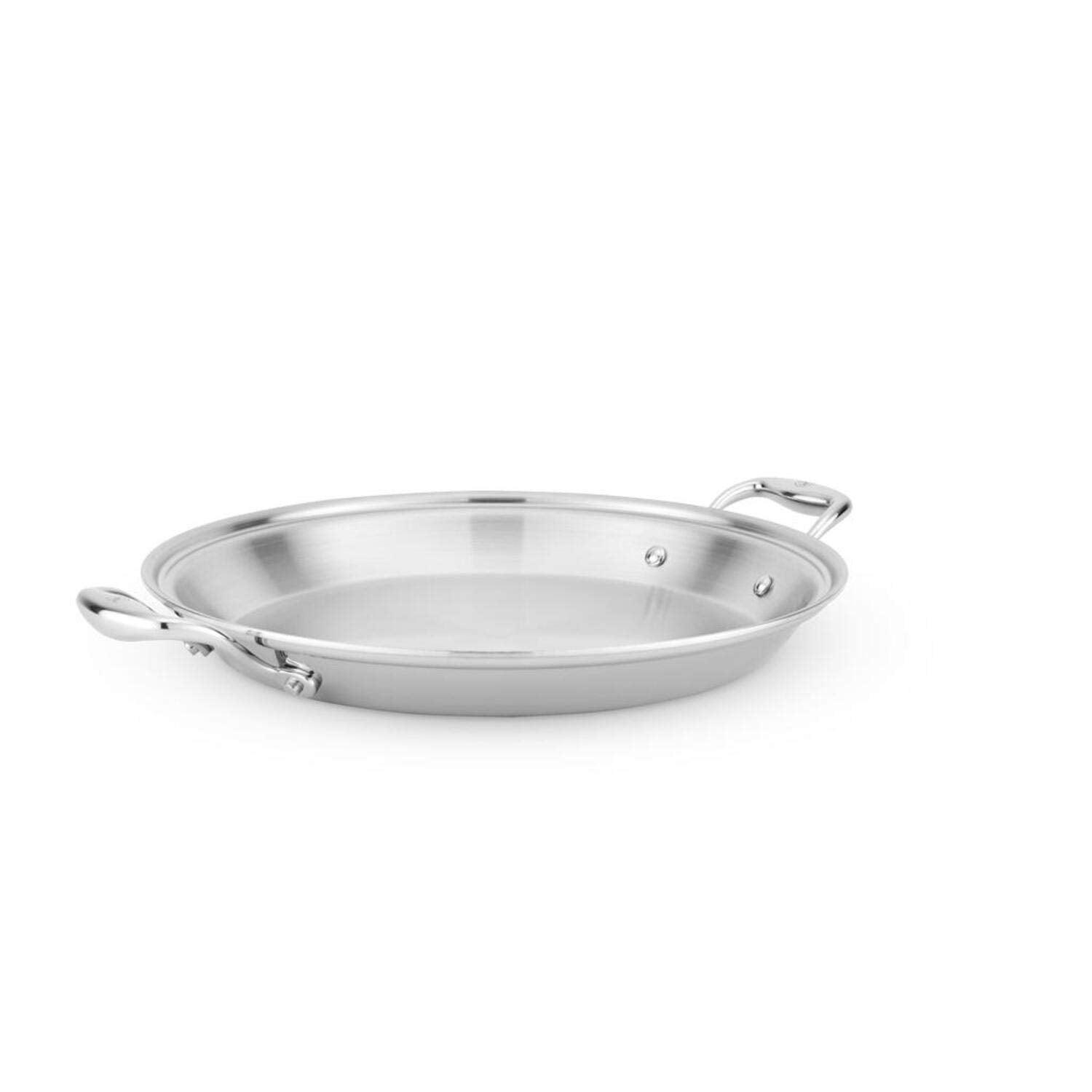 Heritage Steel 13.5'' Paella Pan - Titanium Strengthened 316Ti Stainless Steel With 5-Ply Construction - Induction-Ready And Ful