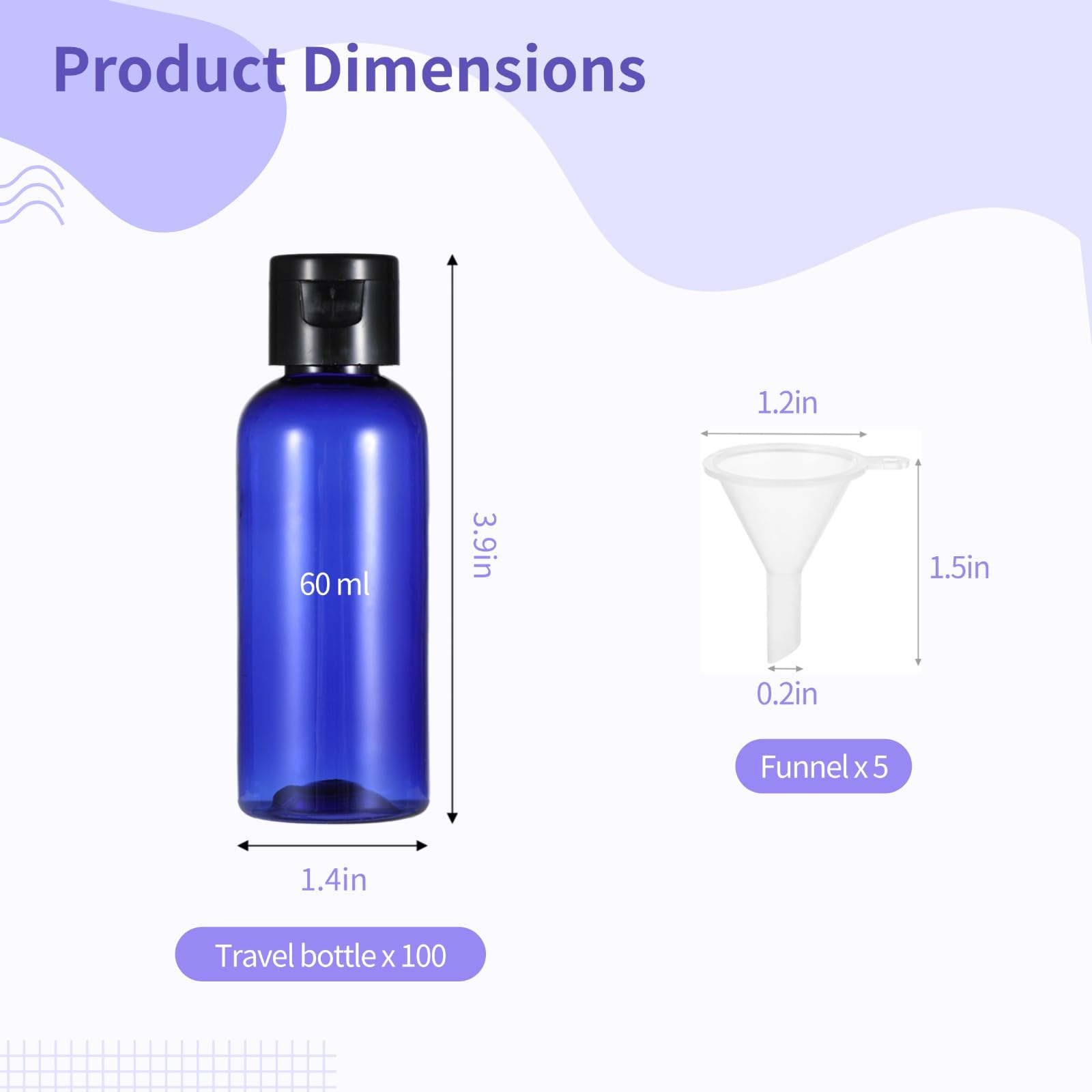 100 Pack 2 Oz Plastic Empty Travel Bottles With Flip Cap 60Ml Travel Size Containers Portable Leak Proof Clear Plastic Bottles R