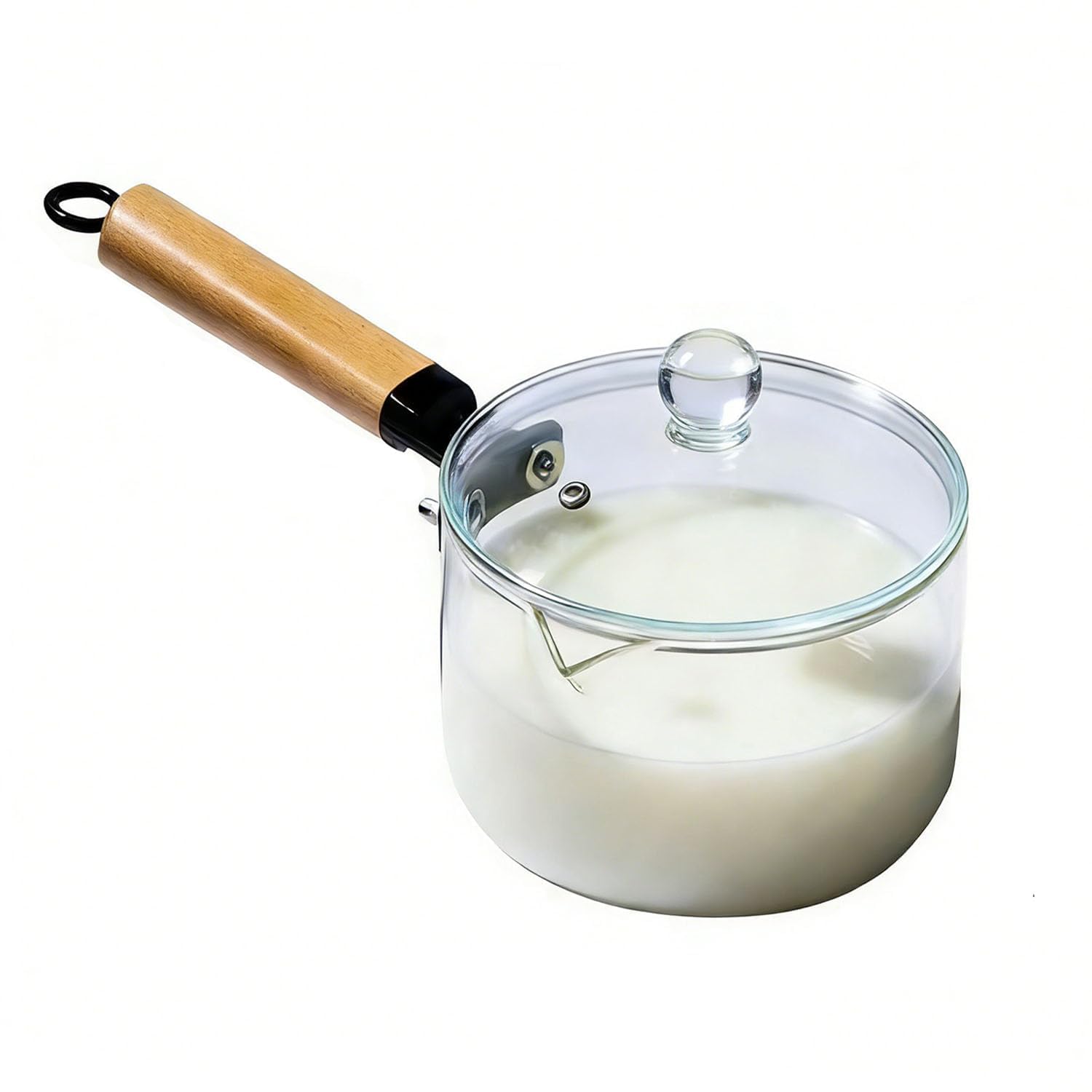 67OZ Clear Cooking Pot with a Long Wooden Handle and Pan Set