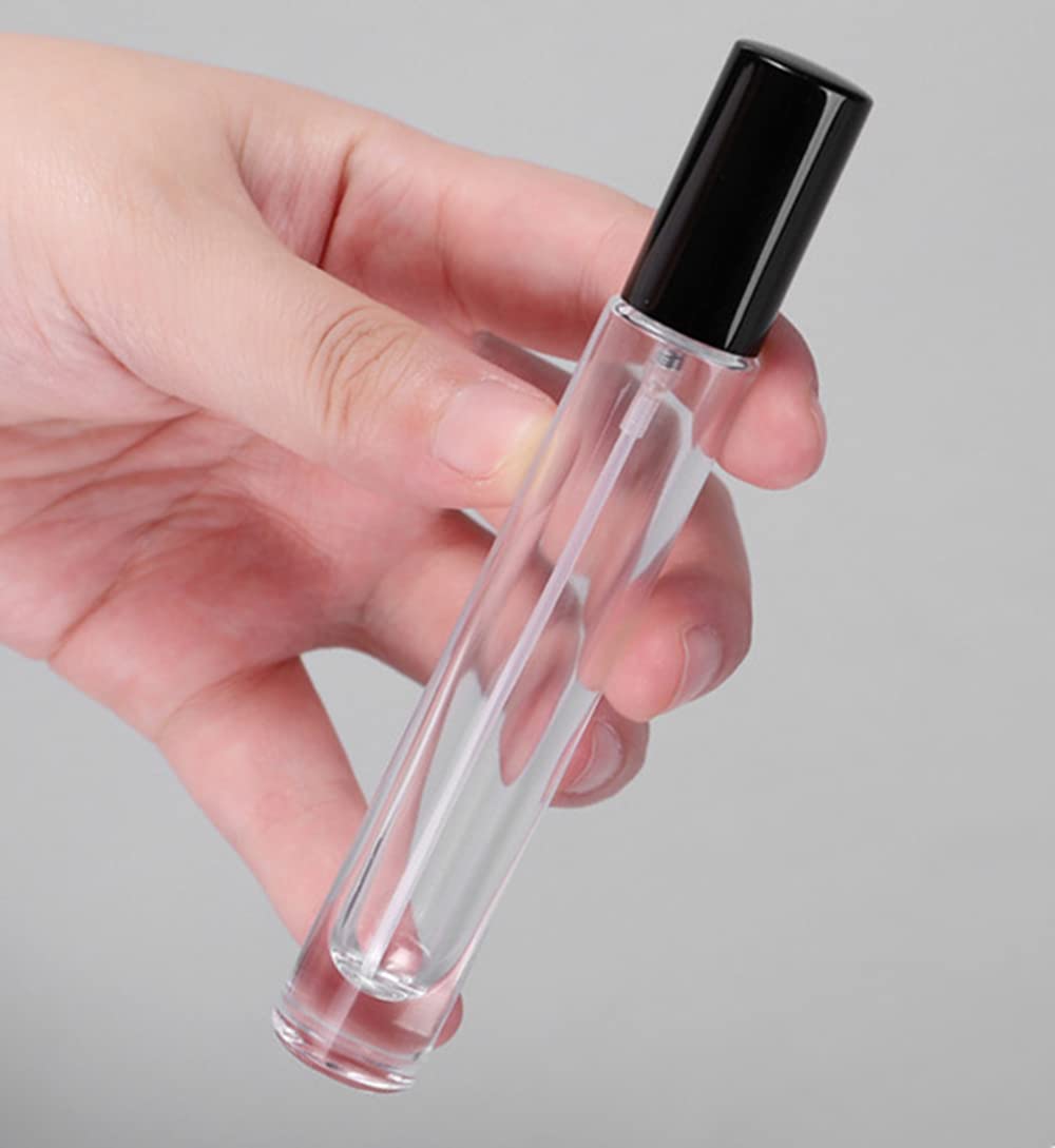Elfenstall - 5Pcs 10Ml 1/3Oz Black Silver Metal Spray Bottle Refill Perfume Hydrating Fragrance Fine Mist Atomizer Cosmetic Cont