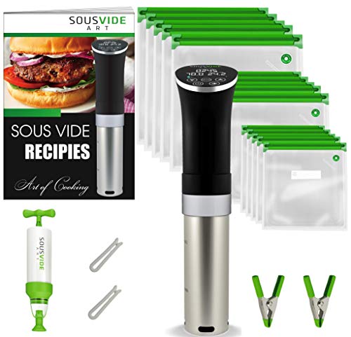 Sousvide Art Cooker Kit (1000 Watts Sous Vide Cooker) - Sous Vide Machine Immersion Cookers Circulator, 15 Vacuum Seal Bags, Vac