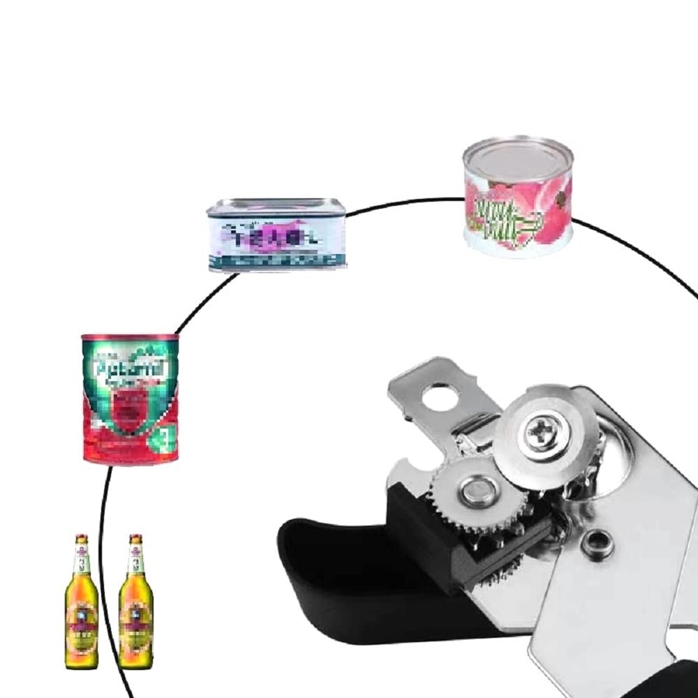 Highrock Multi-Function Opener Kitchen Can Opener, Jar Opener & Tin Opener, Manual Can Opener, Portable Can Opener (Black)