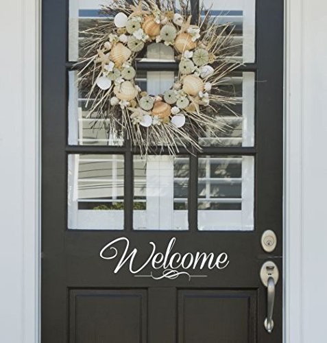 Welcome Letters Sticker For Front Door Modern Wall Art Vinyl Decals 15X5-Inch White