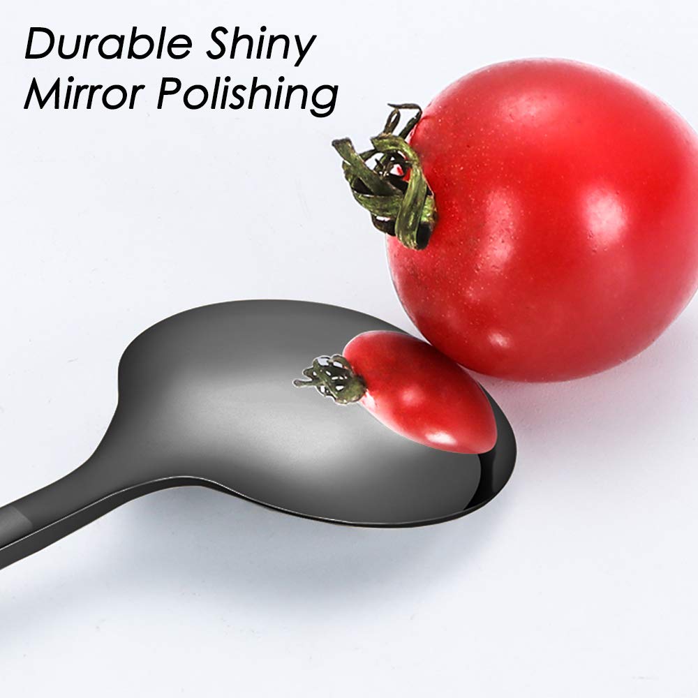 Pack Of 8, Black Stainless Steel Espresso Spoons, Findtop Mini Teaspoons Set For Coffee Sugar Dessert Cake Ice Cream Soup Antipa