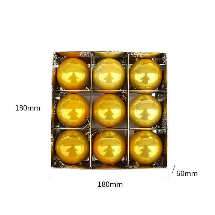 YYCRAFT Shiny Pearly Christmas Ball Ornaments 6CM Faux Glass Ball for Xmas Tree Christmas Decoration (9 Pcs,Shiny Gold)