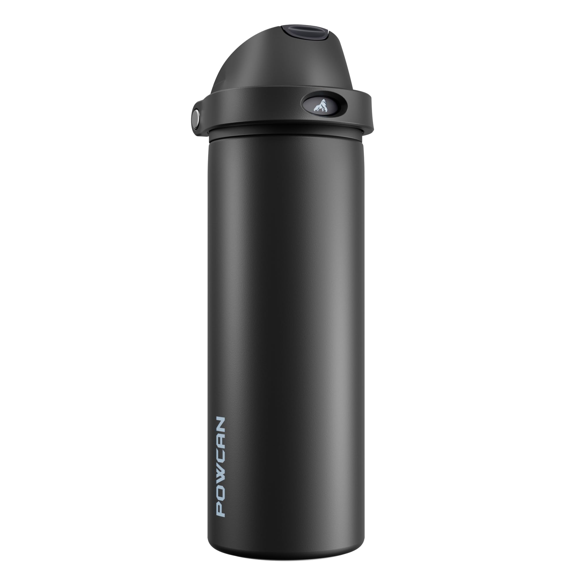 POWCAN 24 oz Insulated Water Bottle: 2in1 PushButton Spout & QuickFlip Straw, Leakproof, Cold 24Hrs, Fits Car Cup Holder, St