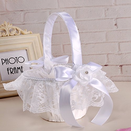 Flower Girl Basket Wedding Collection Traditional White (Model 02-06)