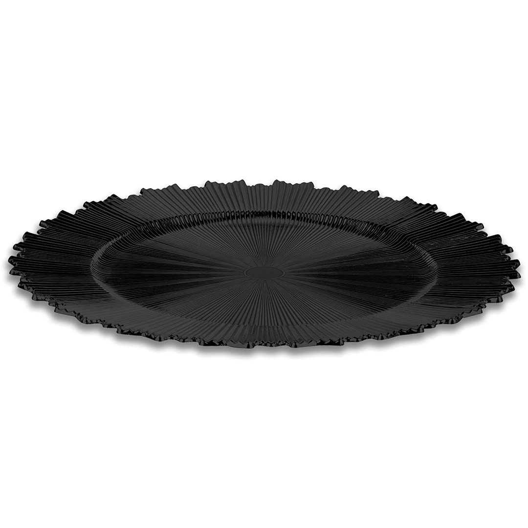 Koyal Wholesale Galaxy Charger Plates, French Style Decor, Ornate Charger Plates, Rustic Farm Table Decor (4, Black)